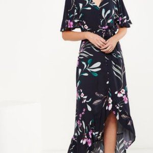 Bohemian Navy V-cut Floral Maxi Dress